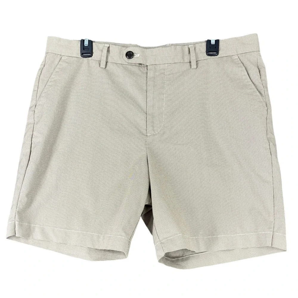 Banana Republic Chino Shorts Micro Houndstooth Tan 35‎ Mens